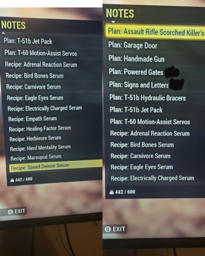 Fallout 76 (XBOX ONE) Non-serum plans 2.50$ Serum plans are 5.00$