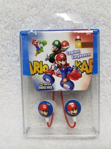 Super Mario Bros Mario Kart Earbuds Comfort Earphones Red Mario in Case NEW!