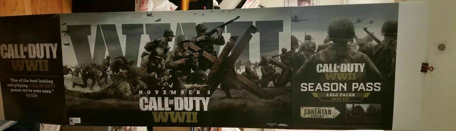 HUGE CALL OF DUTY WORLD WAR 2 II GAMESTOP PROMO POSTER DISPLAY PS3 PS4 XBOX ONE