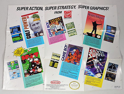 VINTAGE VIRGIN GAMES POSTER INSERT VIR-NES-US-1 - NINTENDO - NES (i005) 1991