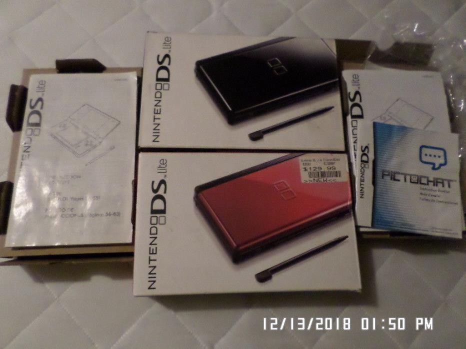 LOT of 2 Nintendo DS Lite empty boxes w/ Owners manauls = Onyx & Crimson/Black
