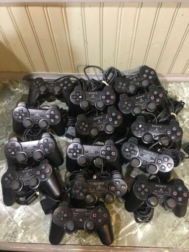 Lot Of 13 OEM Playstation 2 Controllers And 1 PS3 Wireless Sold As Is/As Broken