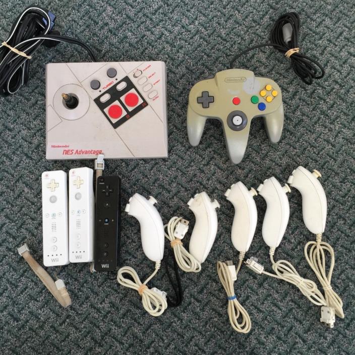 Lot of Broken Nintendo Controllers (1 NES, 1 N64, 5 Wii Nunchucks, 3 Wii Motes)