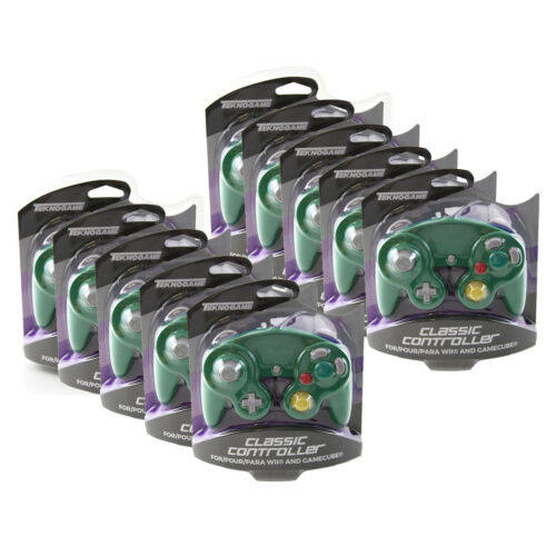 Wholesale Lot of 10 GameCube GREEN-BLUE Rumble Controller Pad Teknogame (Wii)