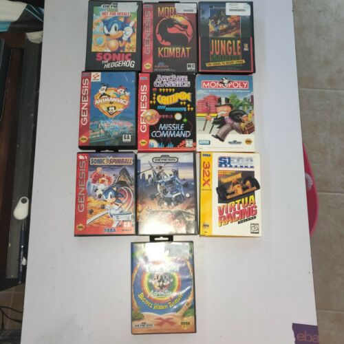 Lot Of 10 Cib Complete Sega Genesis Games Sonic Tiny Toon Mortal Kombat Arcade