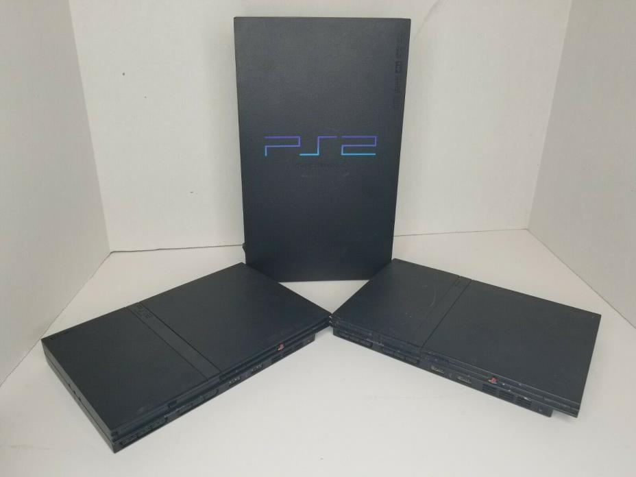 Lot of 3 Broken Sony PlayStation 2 PS2 Systems For Parts Or Repair