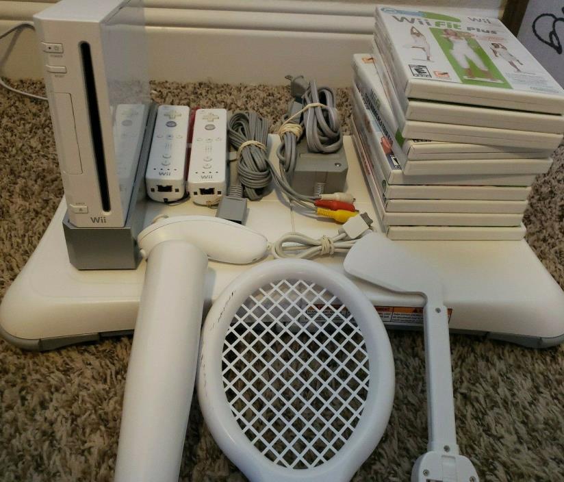 Huge Nintendo Wii Lot w/ Motion Plus, 10x Games, Wii Fit Board and Accessories