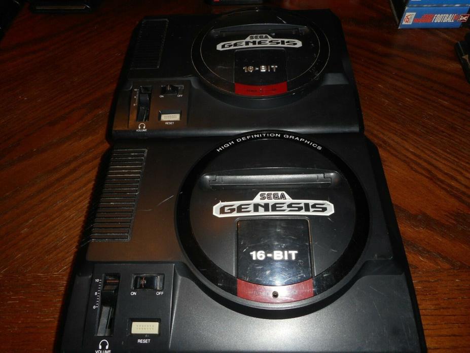 Lot of 2 Sega Genesis Consoles Systems (Model 1601) Parts or Repair  (Both Play)