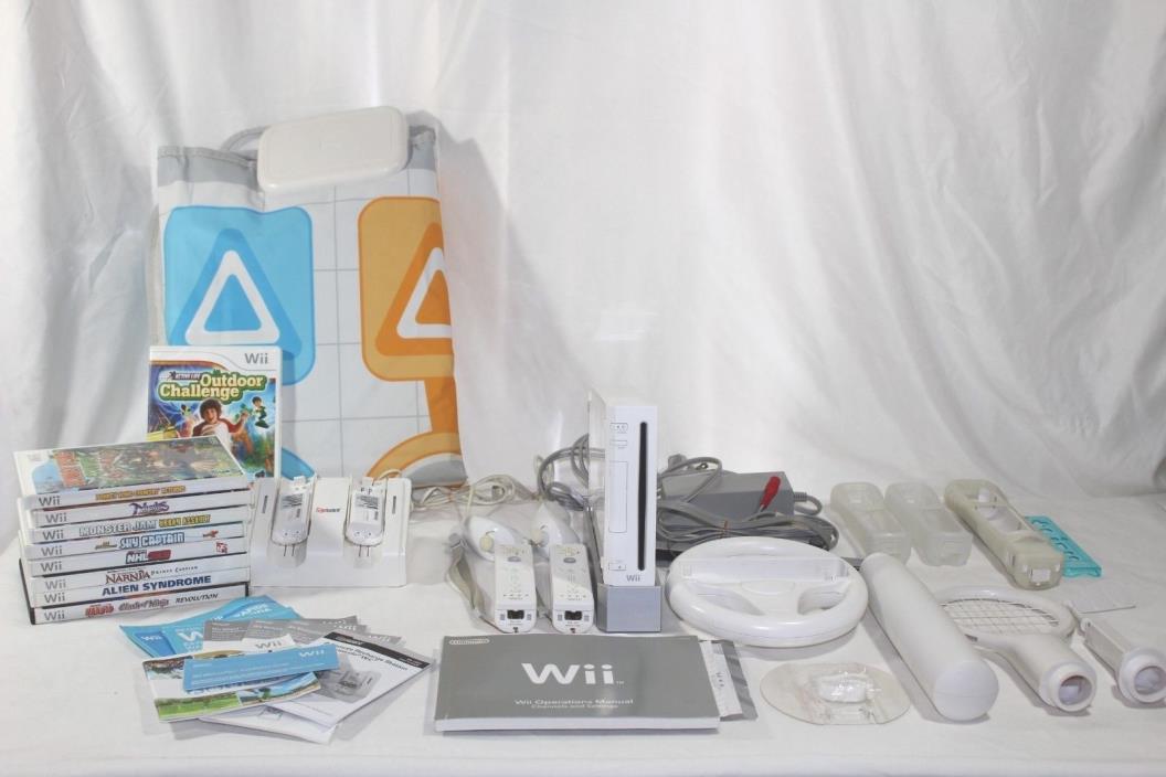 Wii Console Lot with Games Controllers Action Mat Outdoor Challenge