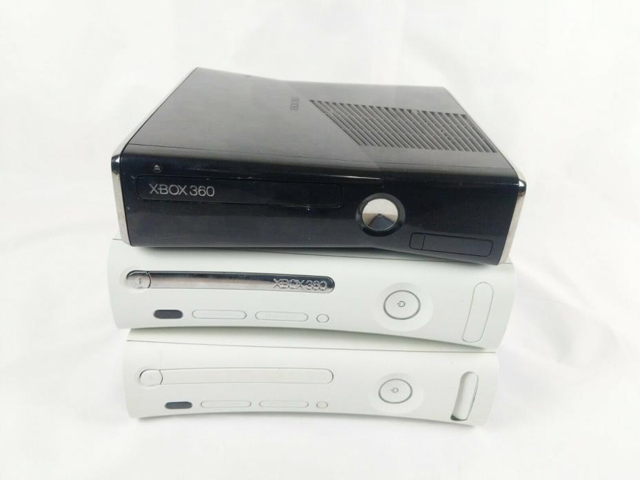 Lot of 3 XBox 360 for PARTS OR REPAIR ONLY 2 White 1 Black Slim