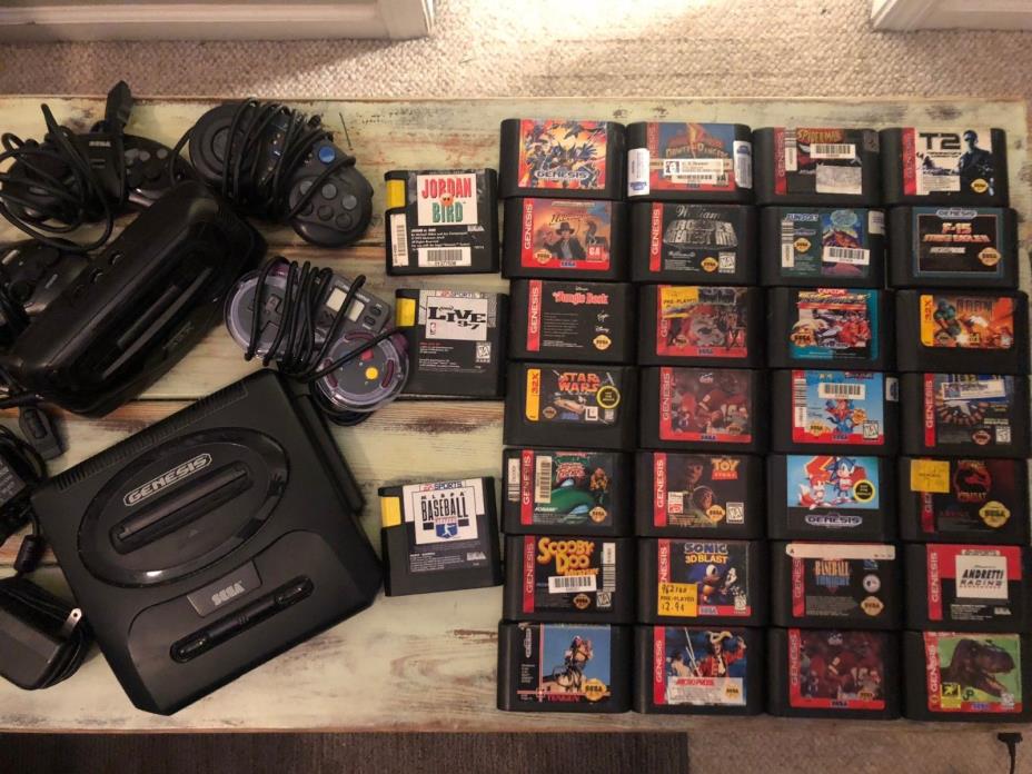 SEGA GENESIS & GENESIS 32X w/ 31games,4 control, SCOOBY DOO MYSTERY PIRATES GOLD