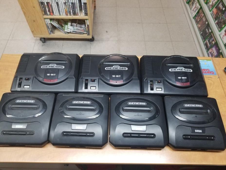 Lot of 7 Broken Sega Genesis Consoles AS IS, FOR PARTS OR REPAIR! NOT WORKING!