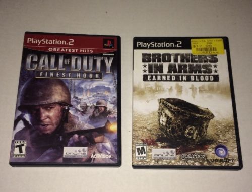 Call of Duty Finest Hour and Brothers in Arms Lot of 2 War Action PS2 Games