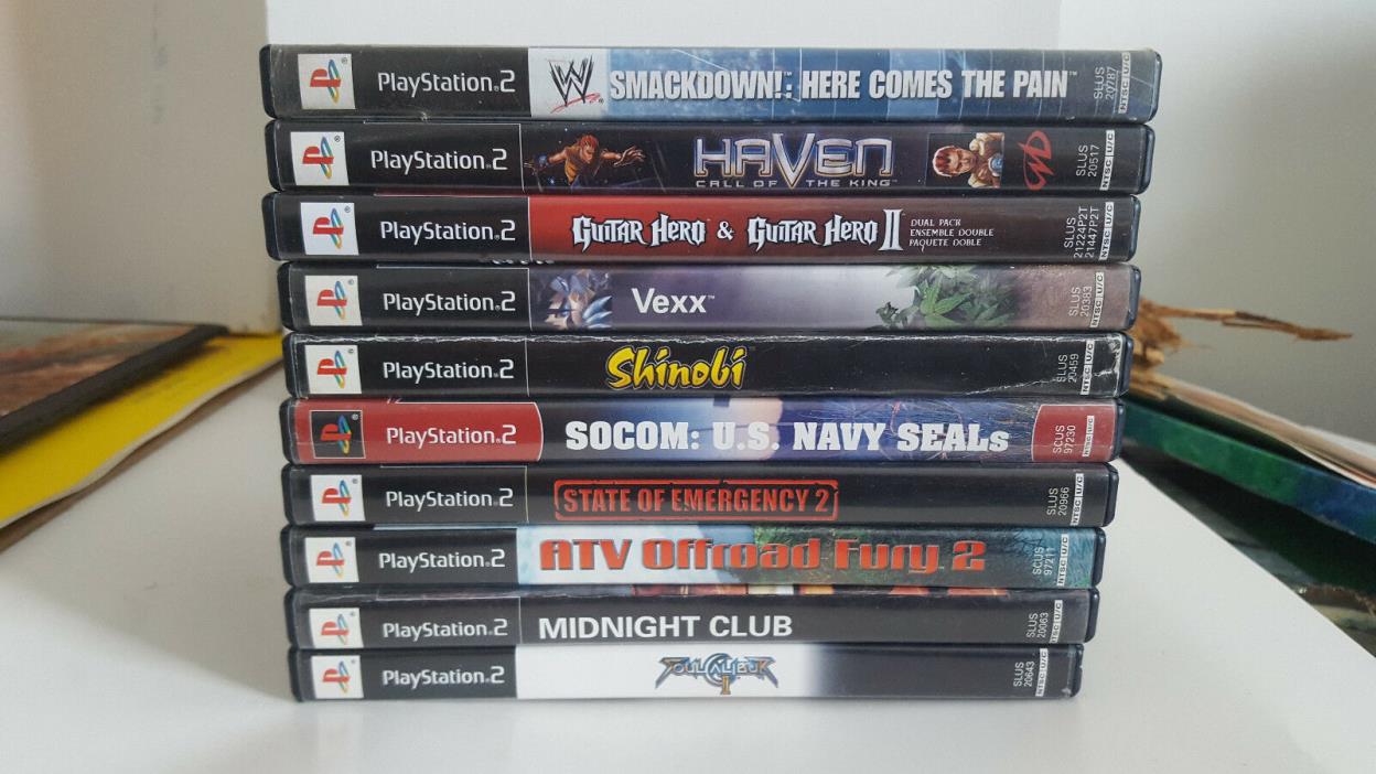 Playstation 2 games lot of 10, Soul Calibur II, Shinobi, Vexx