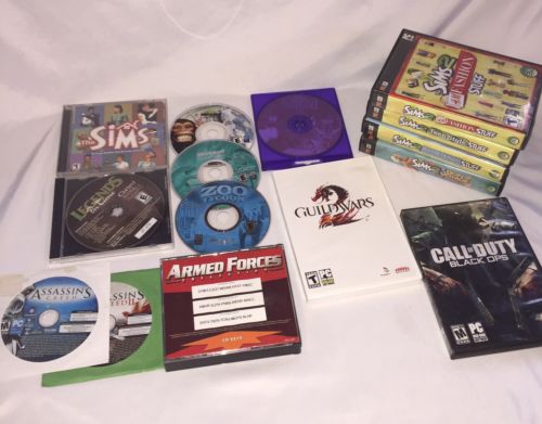 14 PC Games Sims 2 Zoo Tycoon Call Of Duty Black Ops Assassins Creed Cabelas