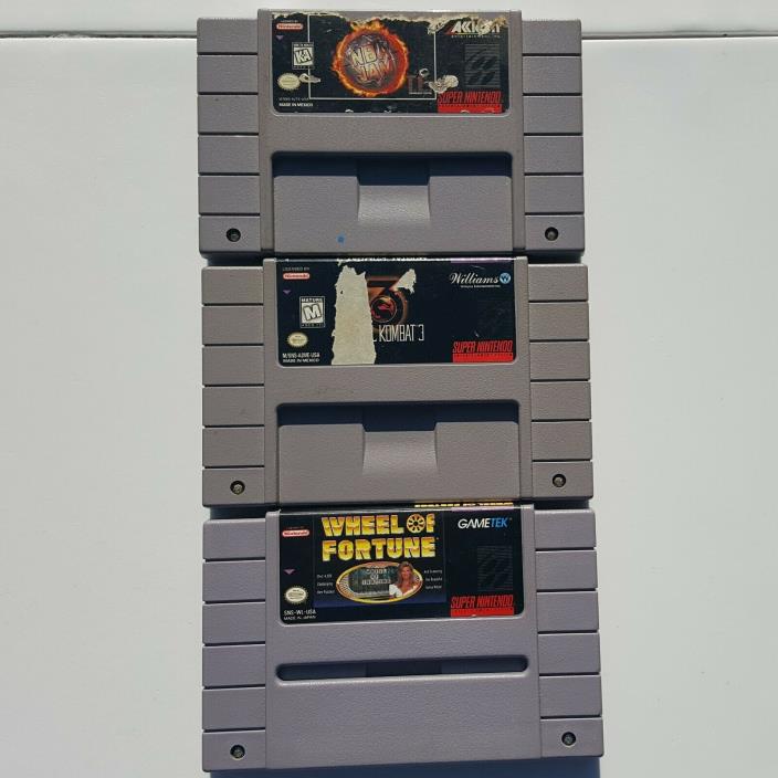 Lot of 3 SNES Super Nintendo Games | NBA Jam TE Mortal Kombat 3 Wheel of Fortune