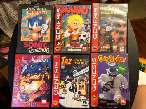 Sega Genesis - Lot Of 6 MOST COMPLETE Games SONIC CLAY FIGHTER ALADDIN WWF