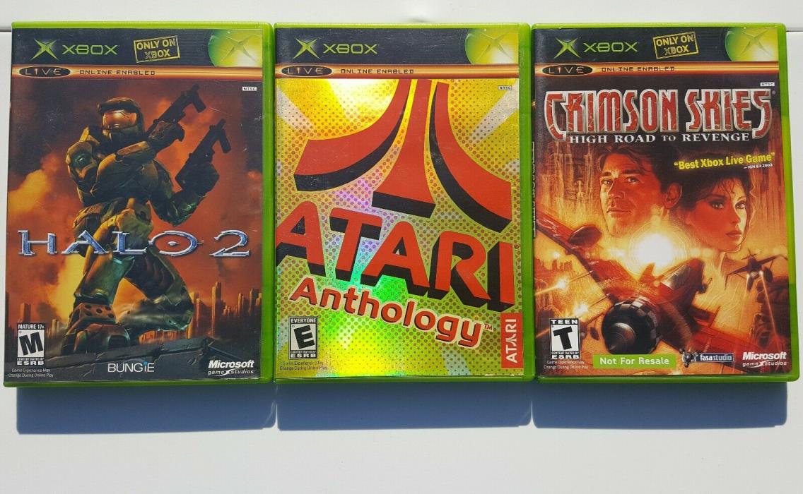 Lot of 3 Microsoft Original Xbox Games | Halo 2 | Atari Anthology Crimson Skies