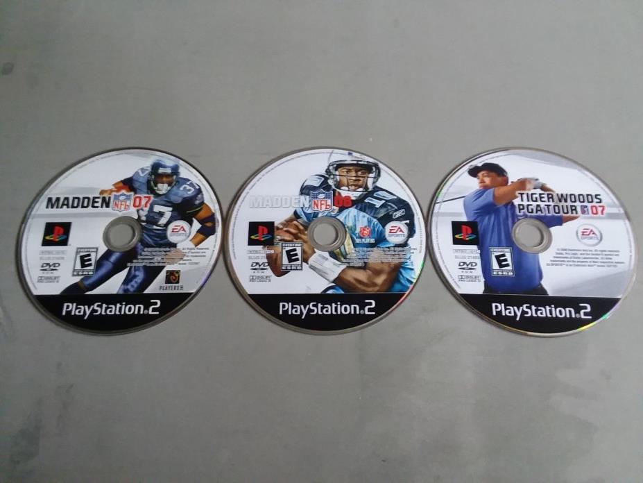 3 PlayStation 2 games bundle Madden 07, 08 & PGA Tour 07 discs only