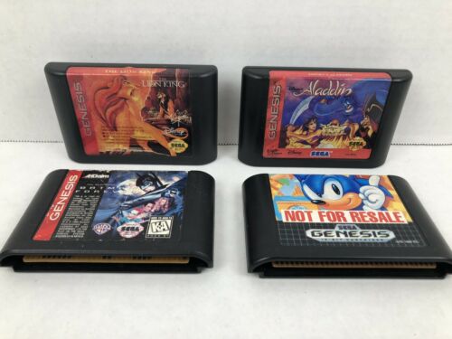 Sega Genesis Game Lot Of 4 Aladdin, Sonic, Lion King And Batman