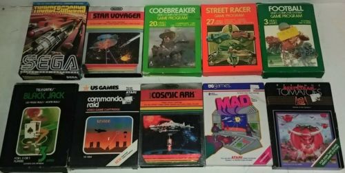 HUGE BUNDLE LOT 10 GAMES ATARI VIDEO GAME SYSTEM ALL w/ ORIGINAL BOX MANUAL 2600