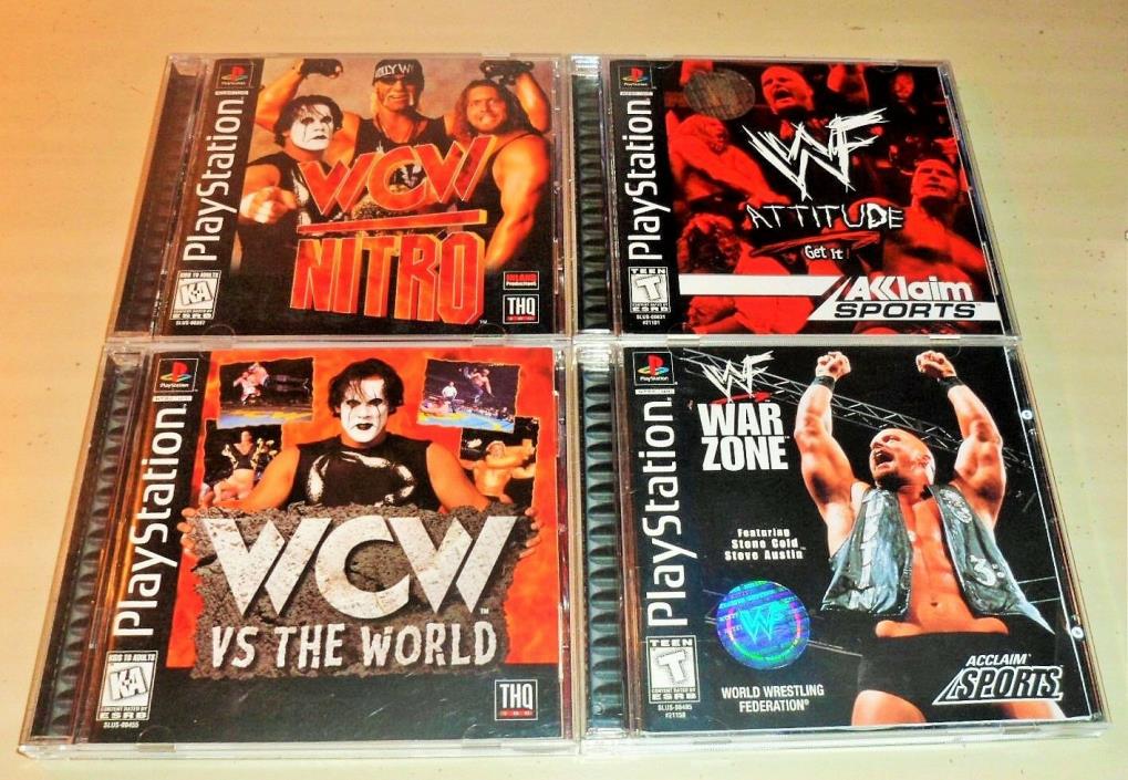 Sony Playstation PS1 Games Lot WWF Attitude War Zone WCW vs The World Nitro