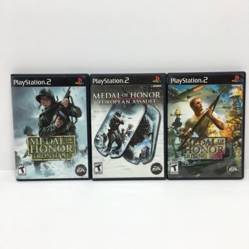 PS2 Medal of Honor Frontline, Rising Sun, European Assault Lot Of 3 Complete