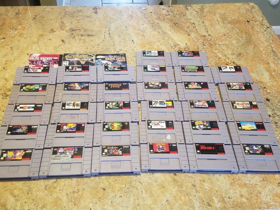 Large SNES Super Nintendo Video Game Bundle Lot Discounted 32 Games
