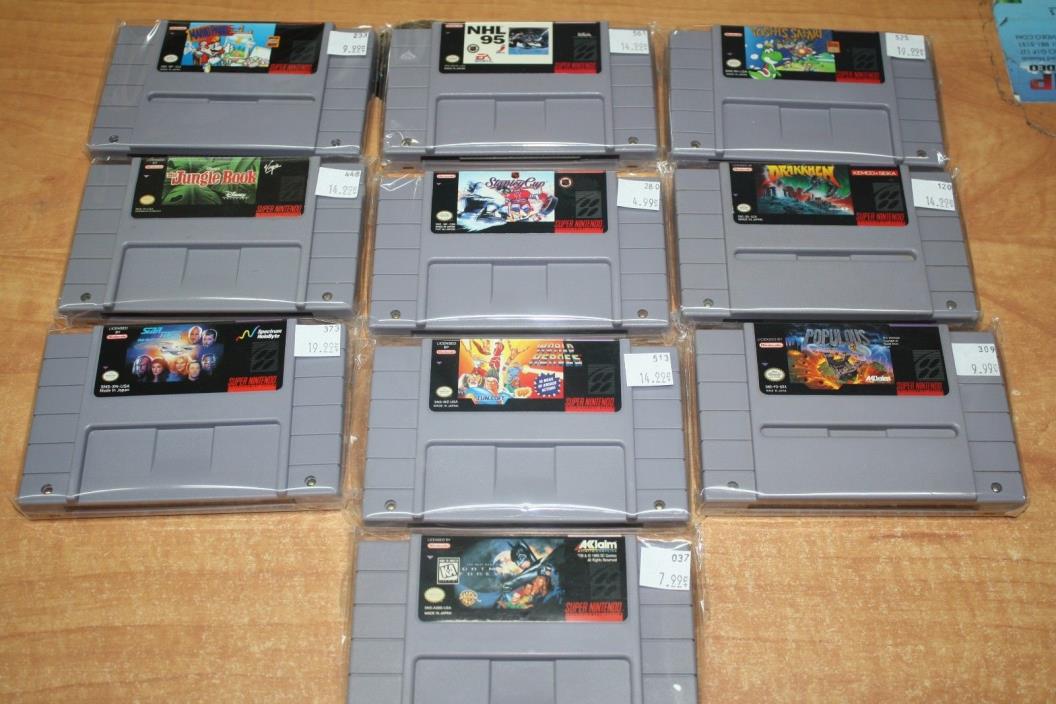 Super Nintendo SNES 10 Games Lot *Cleaned & Tested* Fast Shipping
