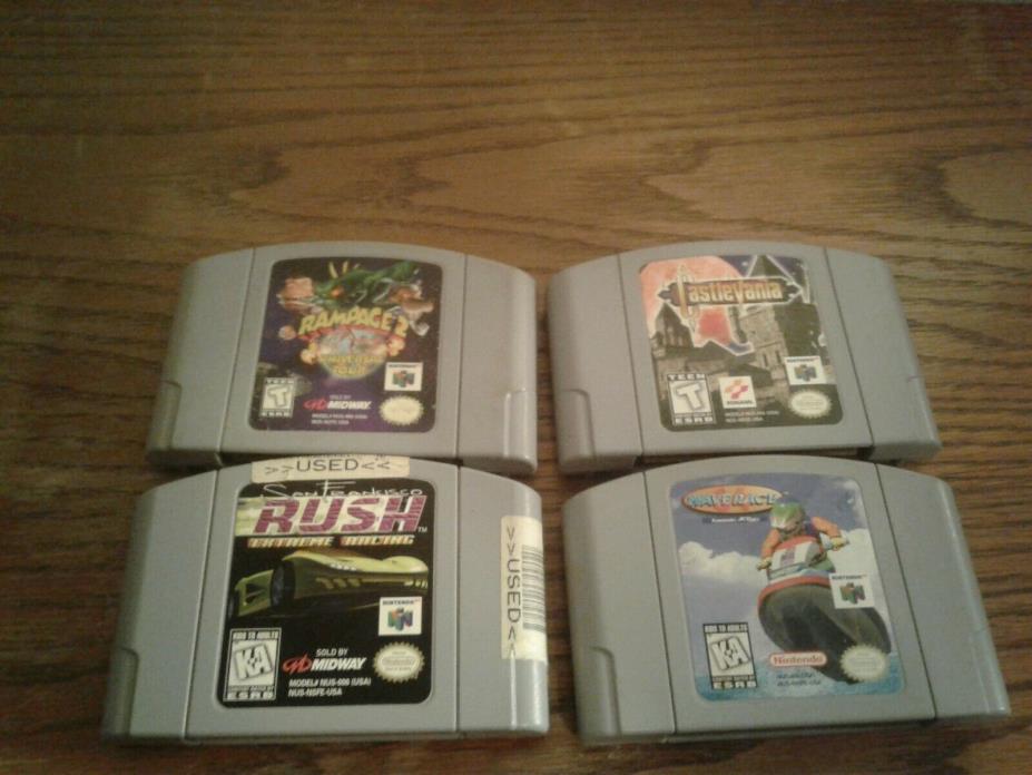 Nintendo 64 Game Lot (4)  Rampage 2 , Castlevania, Wave race 64, Rush