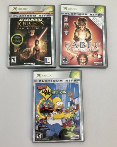 Original Xbox Platinum Hits Game Lot 3 Complete Games Star Wars/Simpson’s/Fable