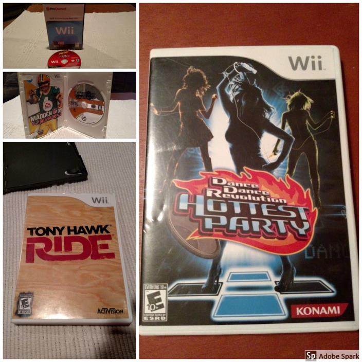 Lot of 4 Nintendo Wii Games, Tony Hawk Ride,Dance Revolution,Madden 09,Nerf....