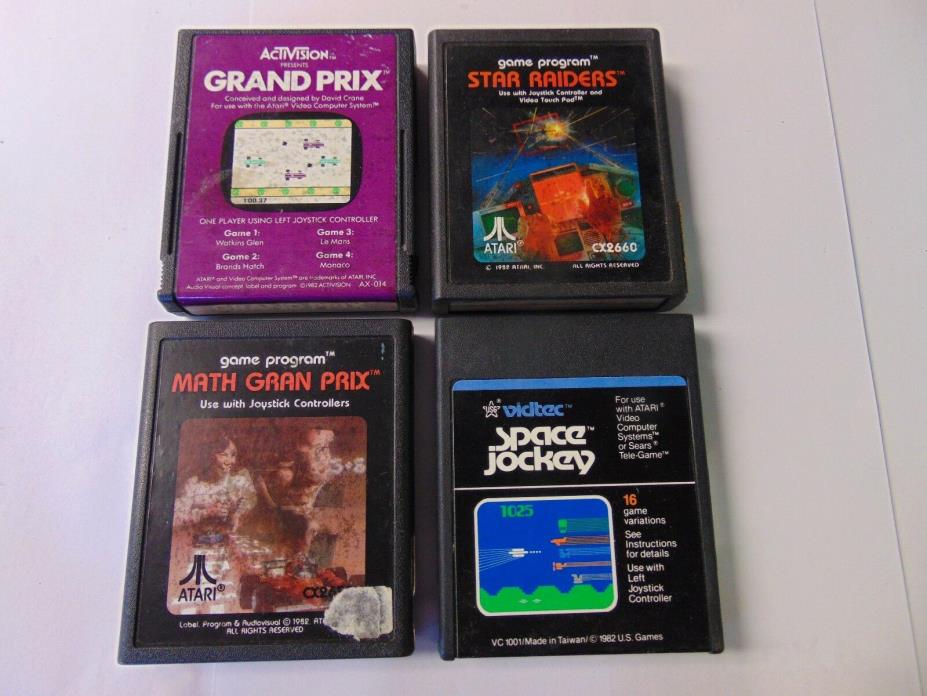 LOT OF 4 - Atari 2600 Games GRAND PRIX STAR RAIDERS MATH GRAN PRIX SPACE JOCKEY