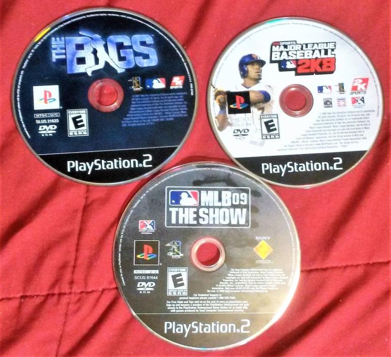 PlayStation 2 PS2 Baseball Lot Discs only. The BIGS, MLB 09 The Show, Major 2K8.