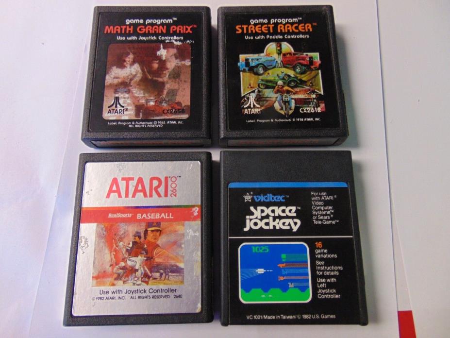 LOT OF 4 - Atari 2600 Games MATH GRAN PRIX STREET RACER BASEBALL SPACE JOCKEY