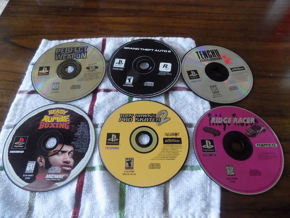 Lot of 6 PS1 games good shape ridge racer tenchu grand theft auto