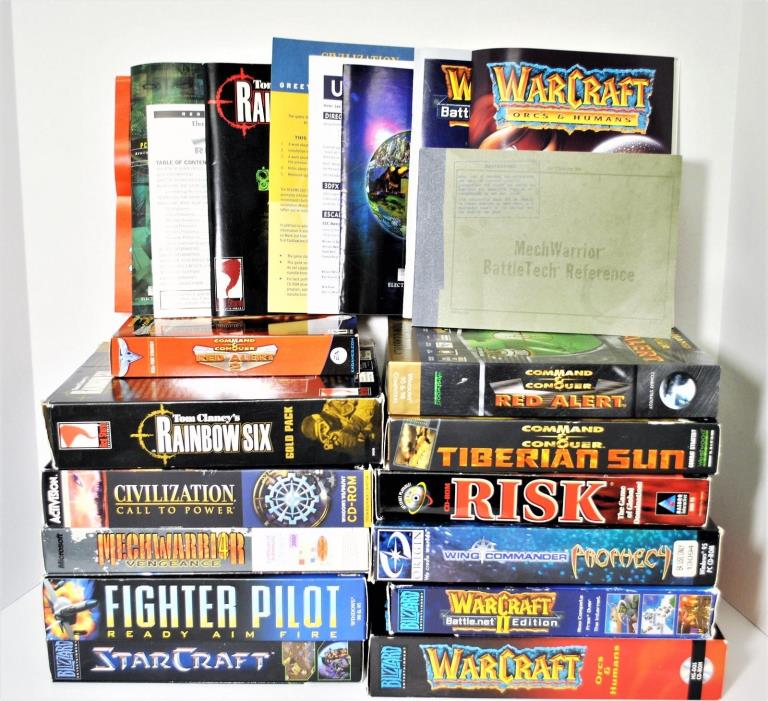 Lot of CD-ROM Vintage Game Big Boxes - Some wth Manual/Guide/Reference - NO GAME