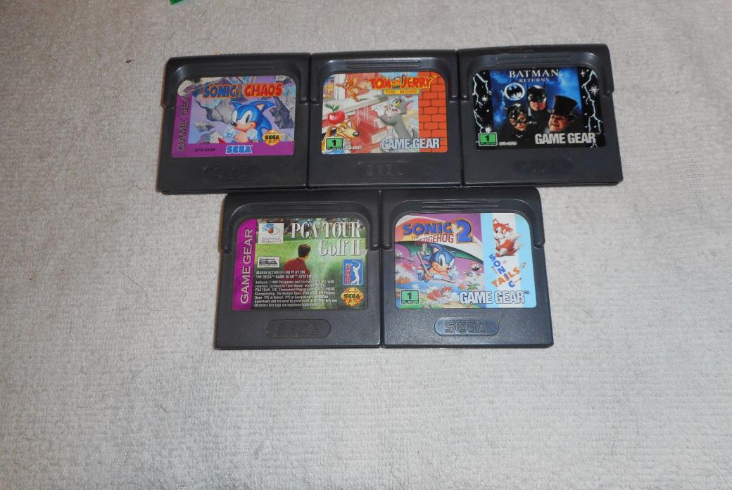 Lot of 5 Sega Game Gear Games Sonic 2 Sonic Chaos  batman, .tom and jerry