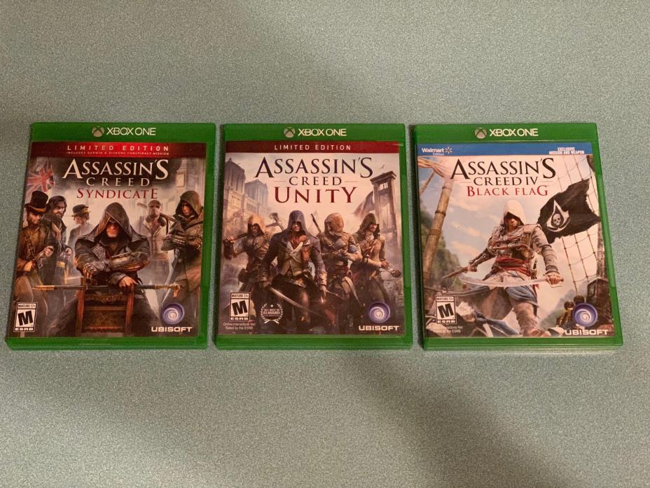 Assassin's Creed IV Black Flag Unity & Syndicate Xbox One 3 Game Lot