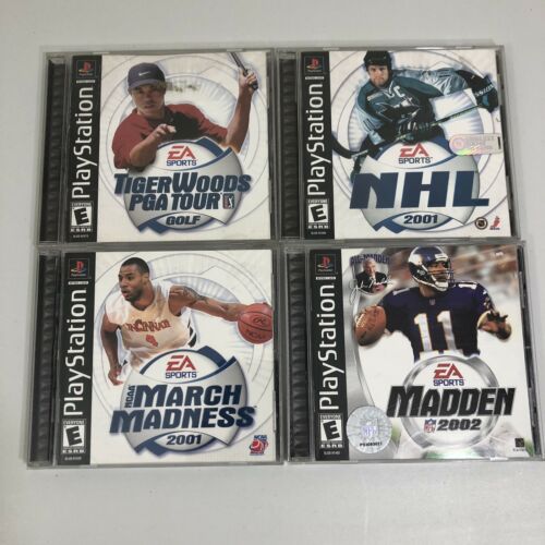Lot Of 4 PS1 Platstation Sports Games Madden NHL March Tiger Woods PS1