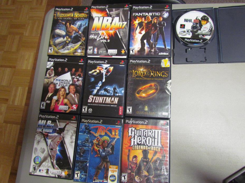 LOT OF 11 PLAYSTATION 2 GAMES IN CASES STUNTMAN POKER DANCE NBA JAK II  GUC