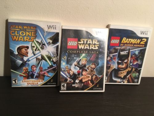 Lot of 3 Wii Games LEGO Batman2 Star Wars Complete Saga Clone Wars Free Shipping