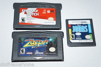 Game Boy Advance GBA & DS Lot: Zapper One Wicked Cricket, Starsky & Hutch, Jonas