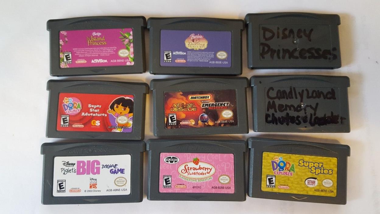 9 GameBoy Advance games and 2 GameBoy Advance carry cases