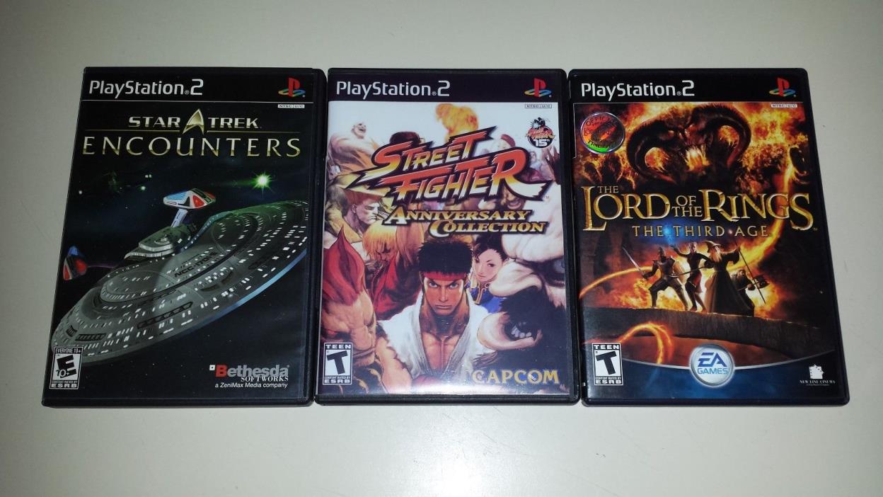 Street Fighter, Star Trek, LOTR: Third Age Sony PS2 Game Lot/Bundle