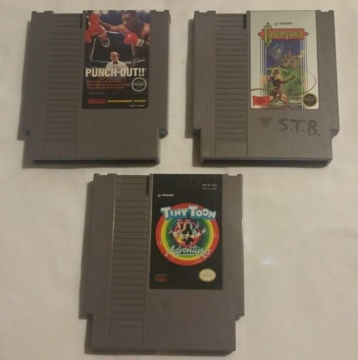 Nintendo NES 3 Game Lot Tiny Toon Mike Tyson's Punchout Castlevania Authentic