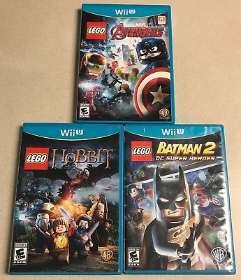 Lot of 3 LEGO Nintendo Wii U Games : Avengers Hobbit Batman 2 DC Super Heroes