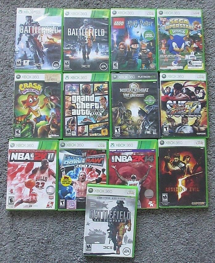 13 GAME CASE ONLY! LOT XBOX 360 BATTLEFIELD HARRY POTTER LEGO GTO STREET FIGHTER