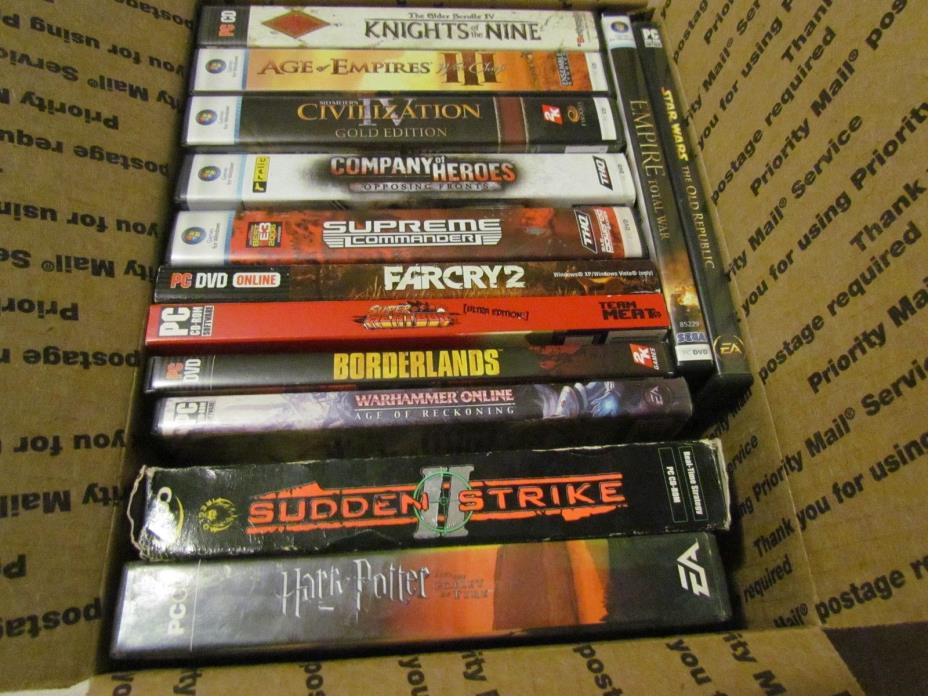 LOT OF OVER 13 PC GAMES BIG BOX KNIGHTS AGE EMPIRE STAR WARS FARCRY BORDERLANDS