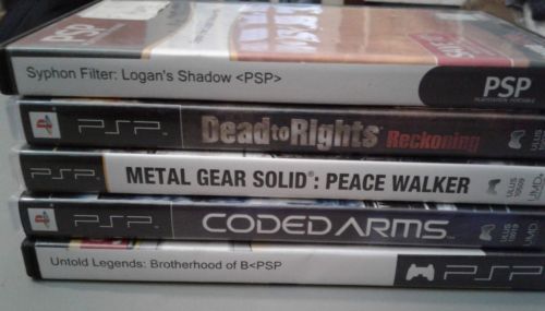 PSP games lot of 5 Metal Gear Solid Coded Arms Dead of Rights Syphon filter